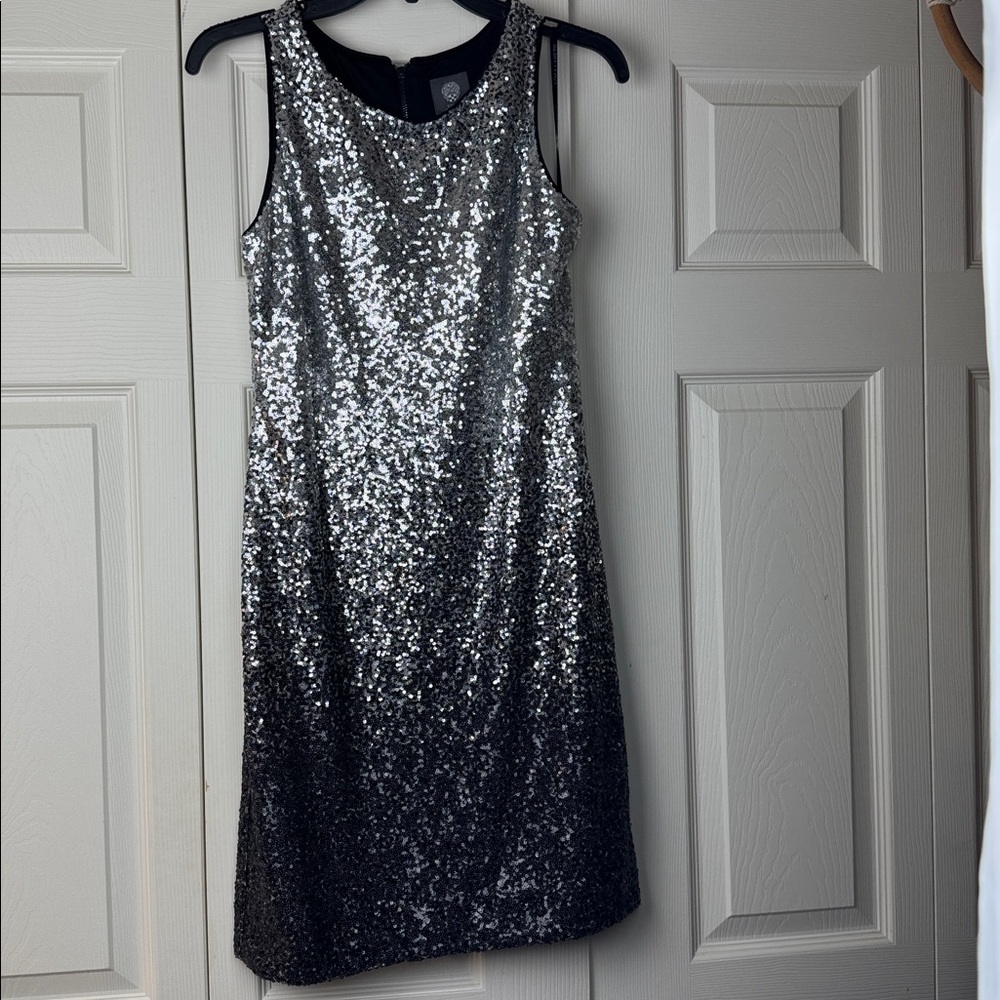 Vince Camuto Black and Silver Sequin Dress